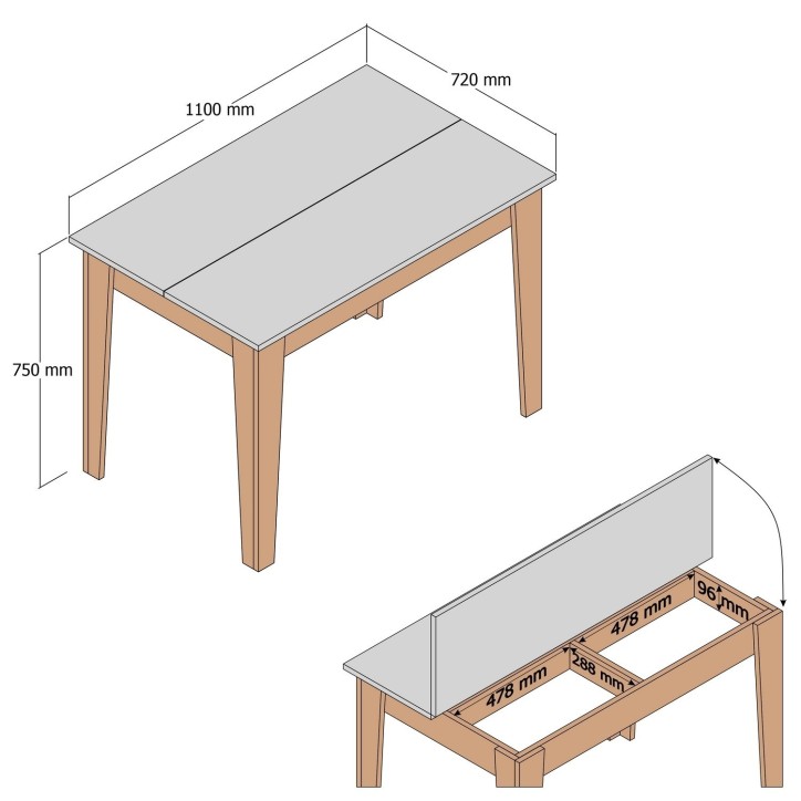 Mesa de cocina Kiev 512 roble blanco