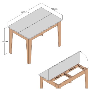 Mesa de cocina Kiev 512 roble blanco - 845HCT2109