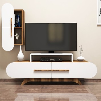 Mueble TV con estante Rose S blanco nogal - 845HCT3053