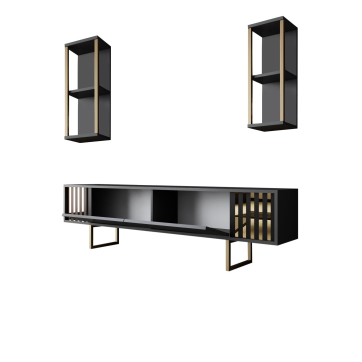 Mueble TV con estante Gold Line antracita negro