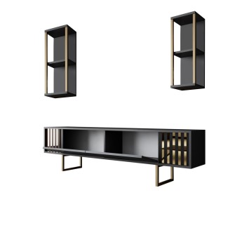 Mueble TV con estante Gold Line antracita negro - 618BLY1145