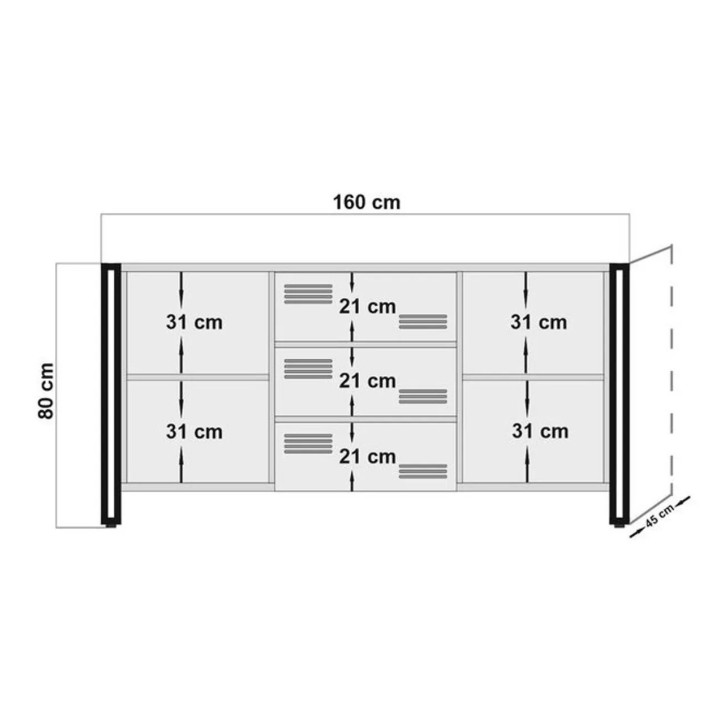 Conjunto de muebles de salón Cosmo -TKM.1 pino atlántico negro