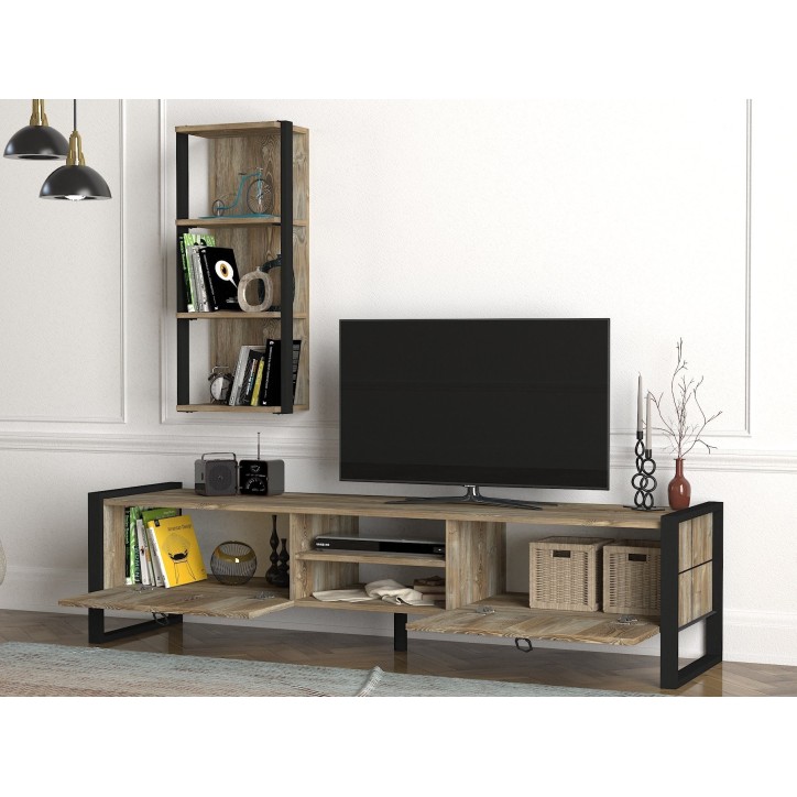 Mueble TV con estante Lost Patik negro nogal