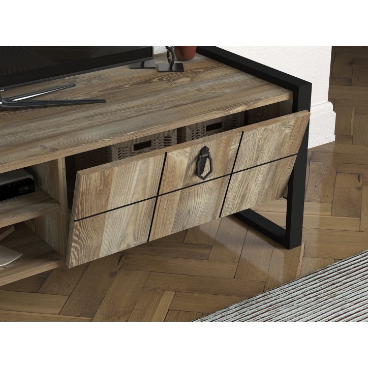 Mueble TV con estante Lost Patik negro nogal