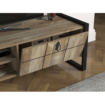 Mueble TV con estante Lost Patik negro nogal - 804TRH3031