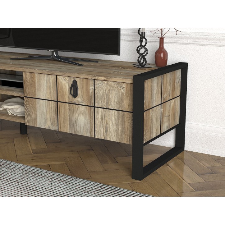 Mueble TV con estante Lost Patik negro nogal