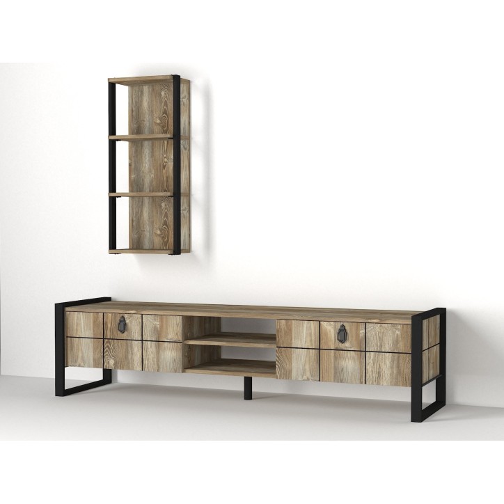 Mueble TV con estante Lost Patik negro nogal