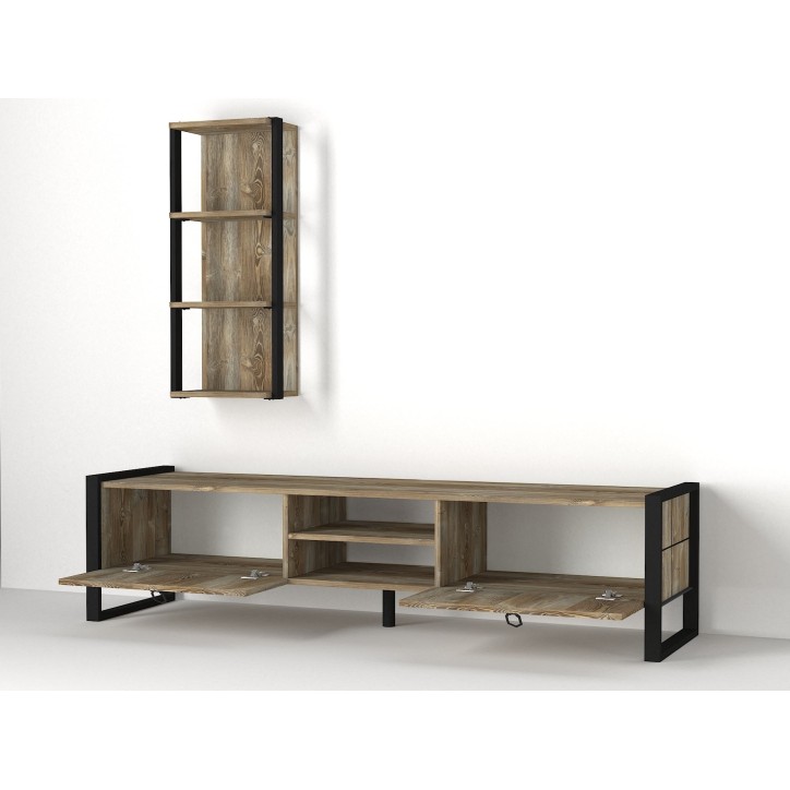 Mueble TV con estante Lost Patik negro nogal