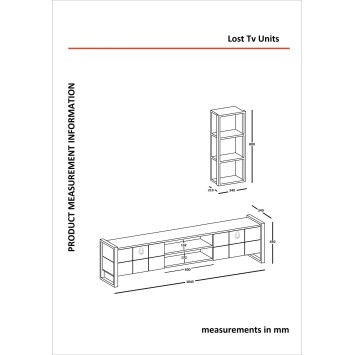 Mueble TV con estante Lost Patik negro nogal - 804TRH3031