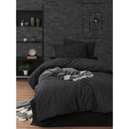 Conjunto funda de edredón individuales Ranforce Oslo  negro