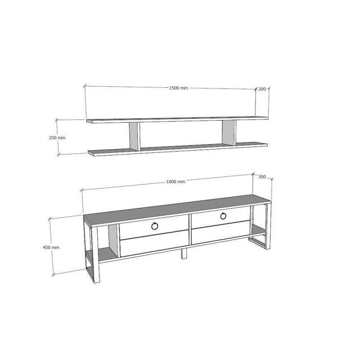 Mueble TV con estante Melis-Lydia nogal