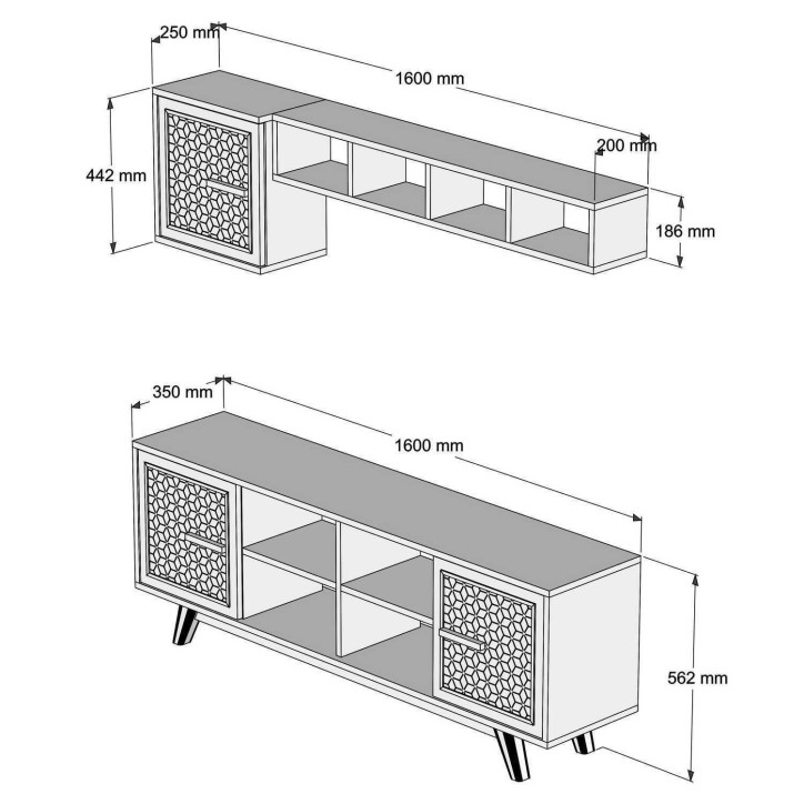 Mueble TV con estante Ayla azul nogal