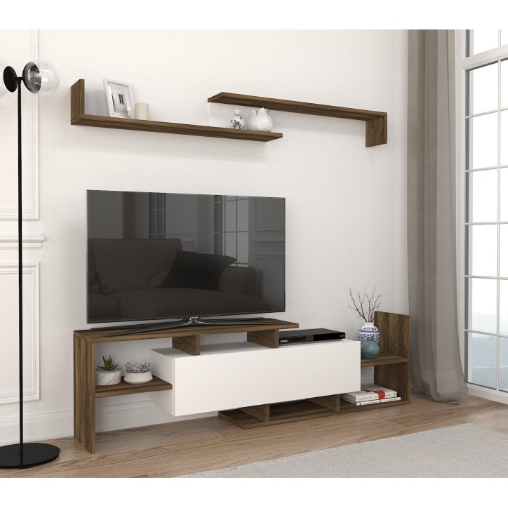 Mueble TV con estante Dream nogal blanco