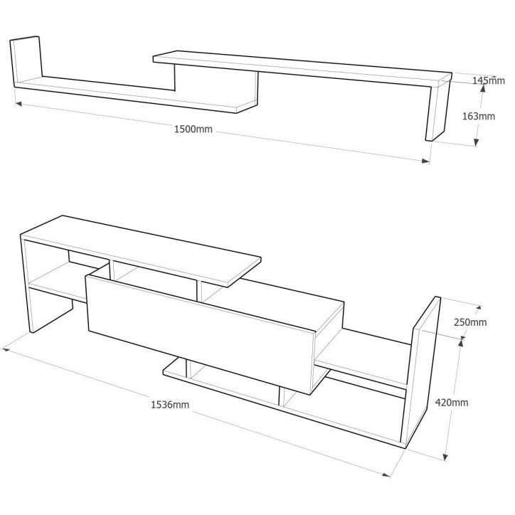 Mueble TV con estante Dream nogal blanco