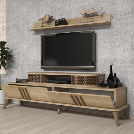 Mueble TV con estante Eylül roble