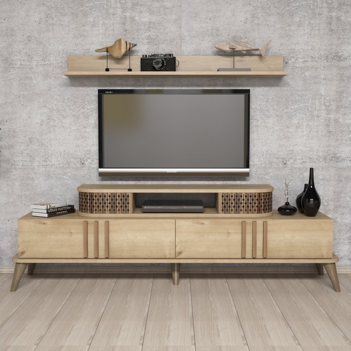 Mueble TV con estante Eylül roble