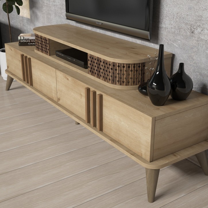 Mueble TV con estante Eylül roble