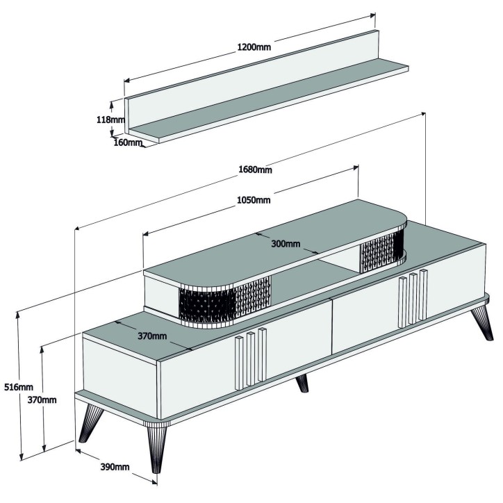 Mueble TV con estante Eylül roble