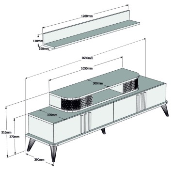 Mueble TV con estante Eylül roble - 845HCT3062