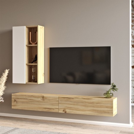 Mueble TV con estante LV10 WK roble blanco