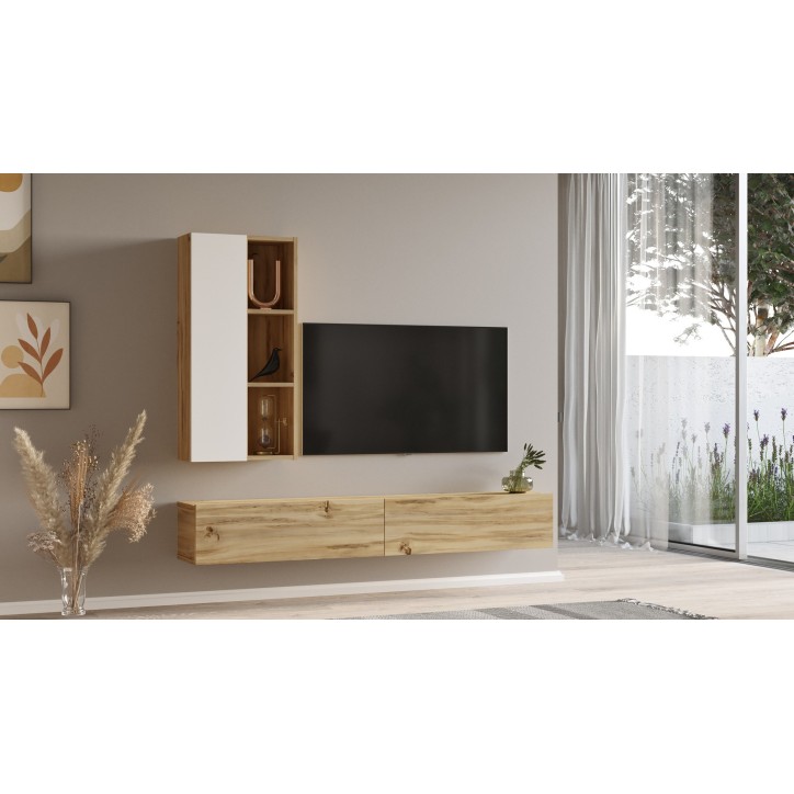 Mueble TV con estante LV10 WK roble blanco