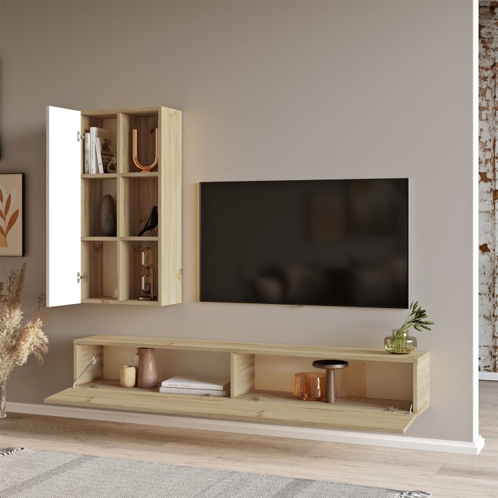 Mueble TV con estante LV10 WK roble blanco