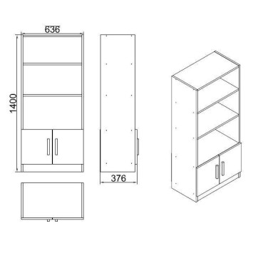 Librería Vario D antracita nogal - 956LCS1401