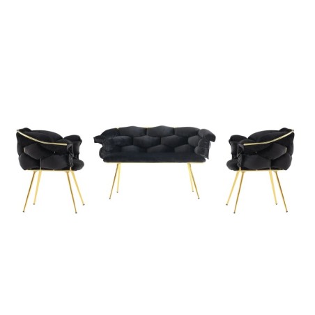 Set sofá y 2 sillones Balon-2111 dorado negro