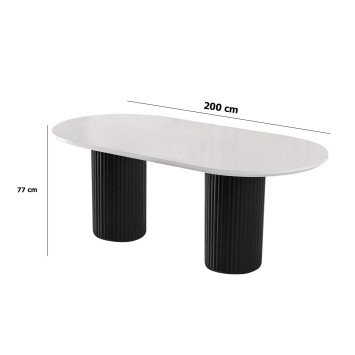 Mesa comedor LI-932 blanco negro - 974NMB1551