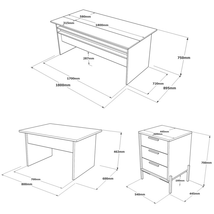 Conjunto de muebles de oficina VS7-CGA antracita gris marrón