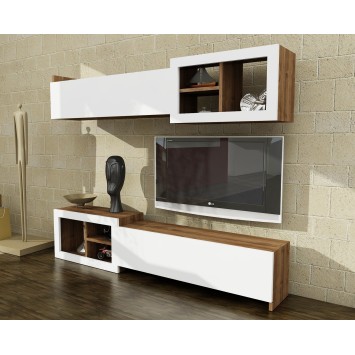 Mueble TV con estante Prag nogal blanco - 756FRN3060