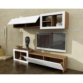 Mueble TV con estante Prag nogal blanco - 756FRN3060