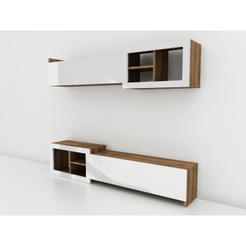 Mueble TV con estante Prag nogal blanco - 756FRN3060