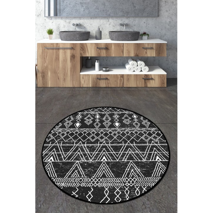 Alfombra de baño Straordinario Black Circle Djt 80 antracita negro blanco