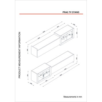 Mueble TV con estante Prag nogal blanco - 756FRN3060