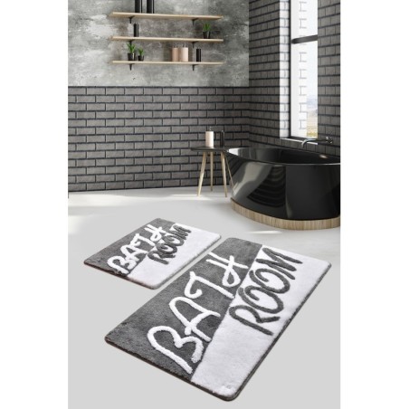 Alfombra de baño Set (2 piezas) Bathroom  gris blanco