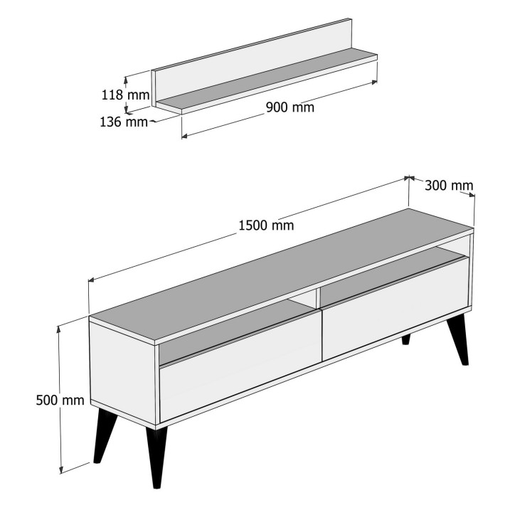 Mueble TV con estante Best roble