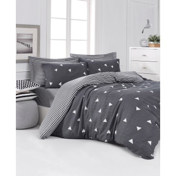 Juego ropa de cama Super King Üçgen  gris blanco