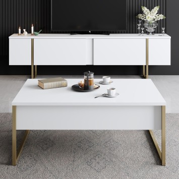 Conjunto de muebles de salón Luxe dorado blanco - 618BLY1174