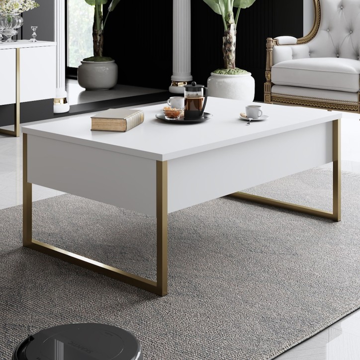 Conjunto de muebles de salón Luxe dorado blanco