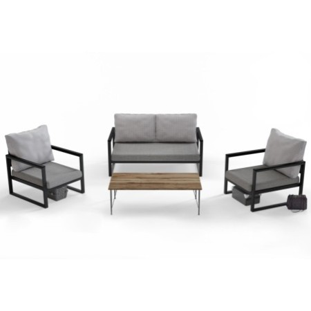 Conjunto de muebles de jardín MTLKNP002 negro beige