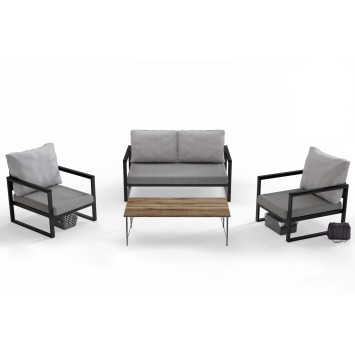 Conjunto de muebles de jardín MTLKNP002 negro beige - 203DRG1502