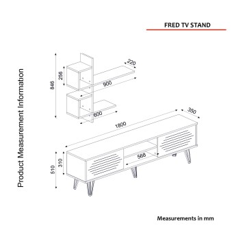 Mueble TV con estante F zafiro - 804TRH3068