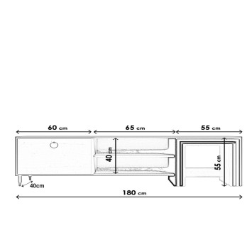 Mueble TV Zigon Sehpalı L503 roble negro - 285LCV1132