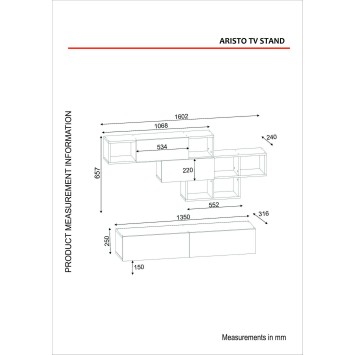 Mueble TV con estante Aristo nogal blanco - 756FRN3044