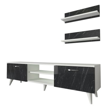 Mueble TV con estante Geacles mármol blanco - 804TRH3047