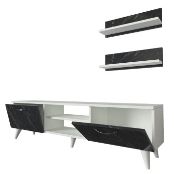 Mueble TV con estante Geacles mármol blanco - 804TRH3047