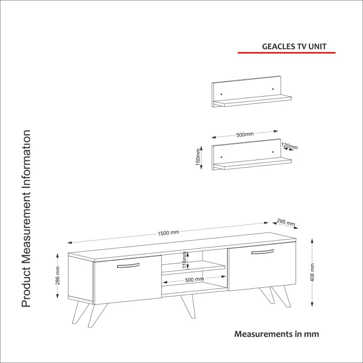 Mueble TV con estante Geacles mármol blanco