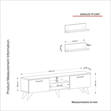 Mueble TV con estante Geacles mármol blanco - 804TRH3047