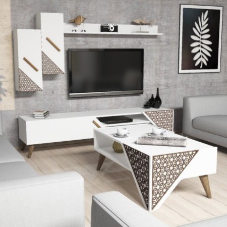 Conjunto de muebles de salón Beril blanco